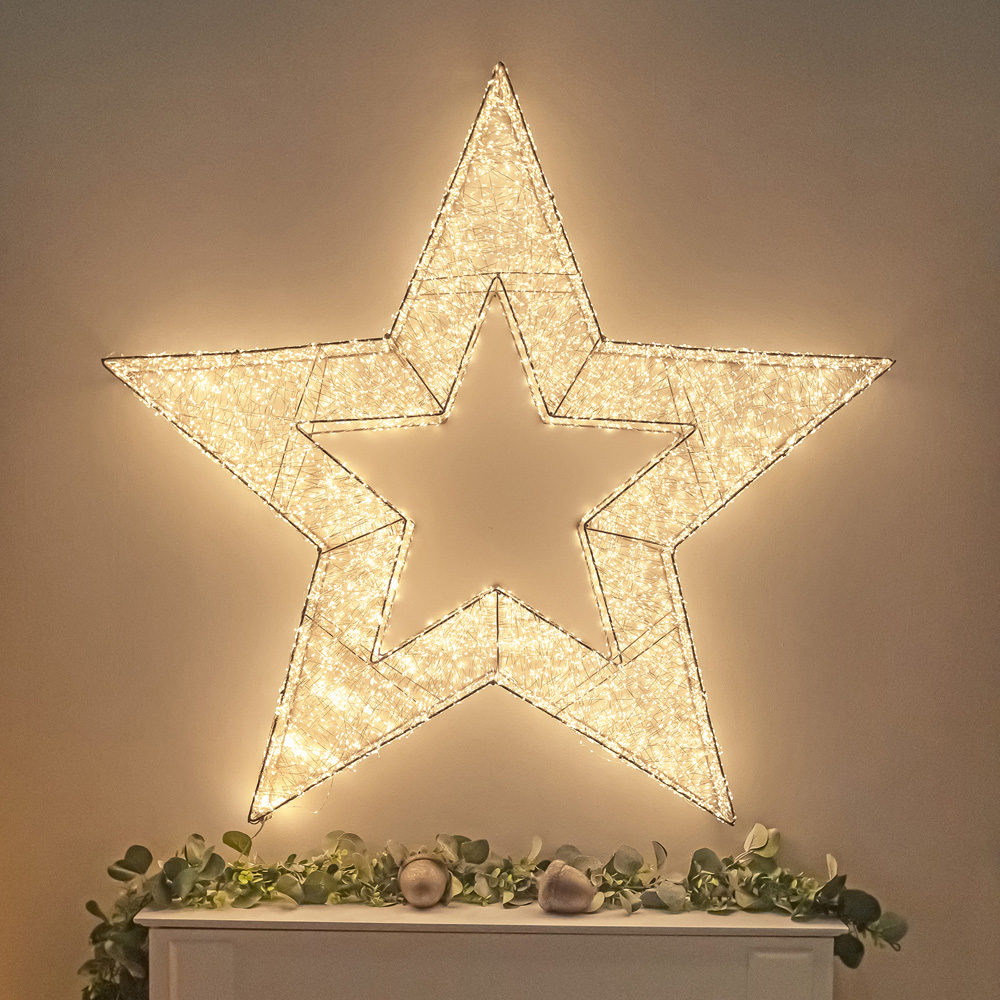 The Christmas Centre 10000 Warm White LED Micro Lights Pre-Lit Gold Light-Up Star 97cm Image 7