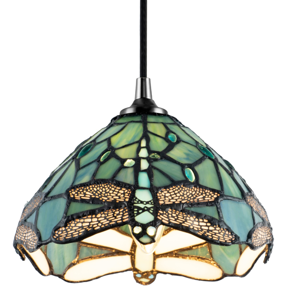 Happy Homewares Emerald Stained Glass Dragonfly Tiffany Pendant Lighting Shade Image 5