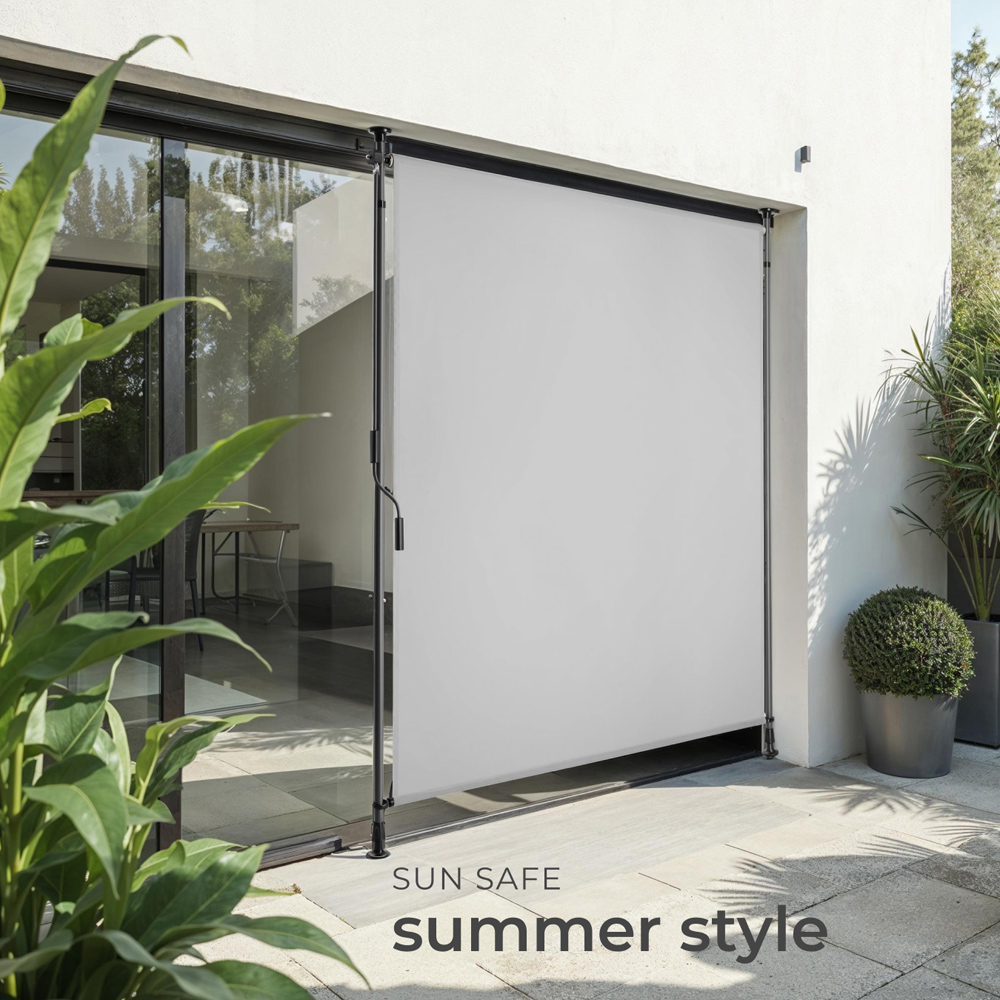 tectake Taija Light Grey Retractable Awning with Hand Crank 3.1 x 1.28m Image 7