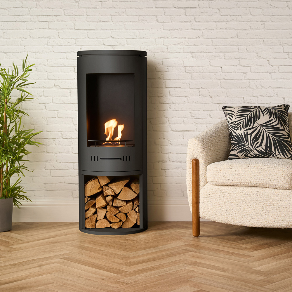 Sureflame Barilo Matte Black Bio Ethanol Stove with Log Storage 3000W Image 2