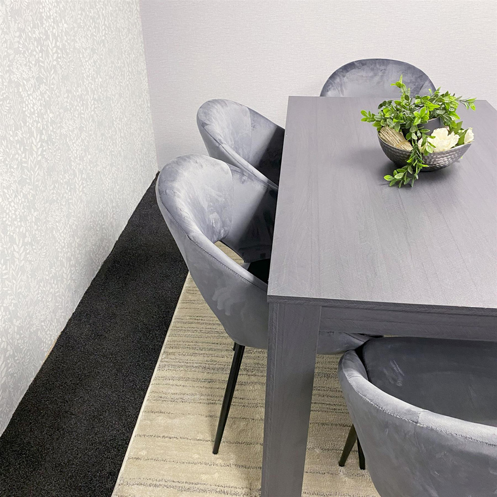 Kosy Koala Arrow Bex 5 Seater Dining Set with Bench Dark Grey and Grey Velvet Image 4