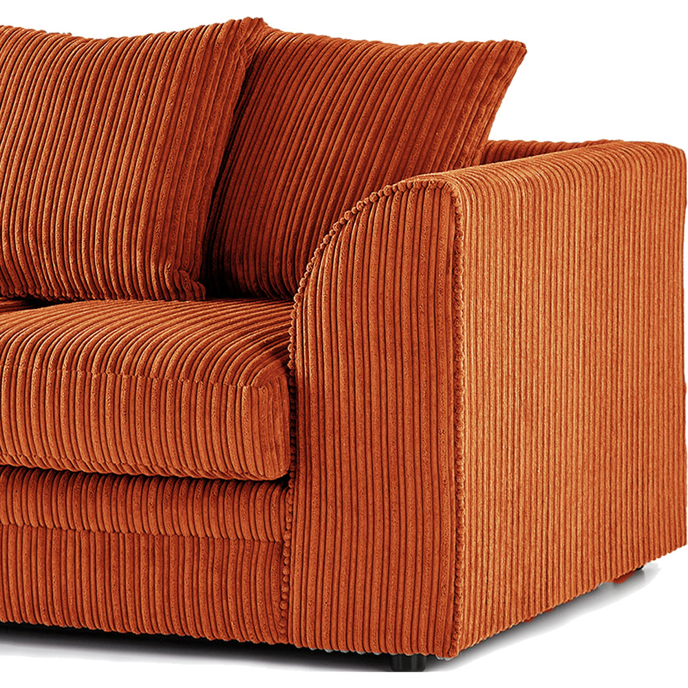 Luxor 3 Seater Orange Jumbo Cord Scatter Back Sofa Image 4