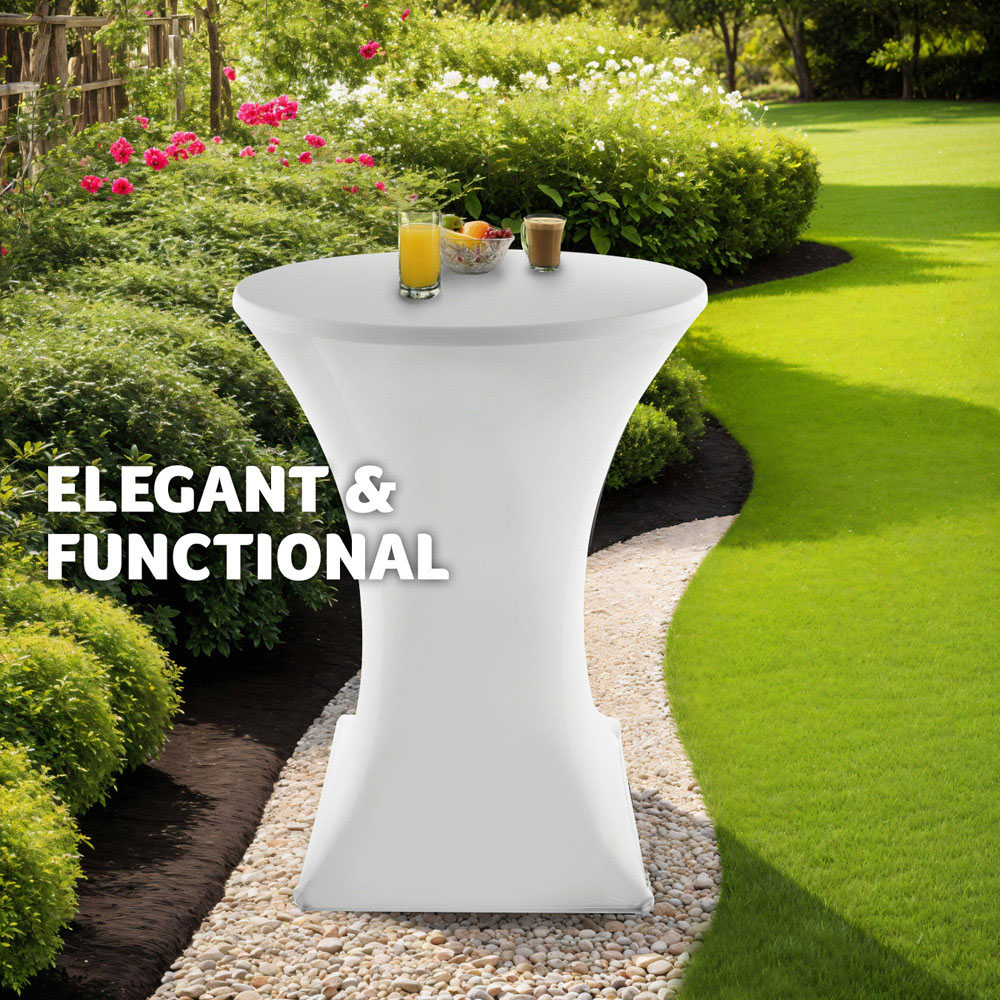 tectake White Folding Bar Table Cover 90 x 110cm Image 4