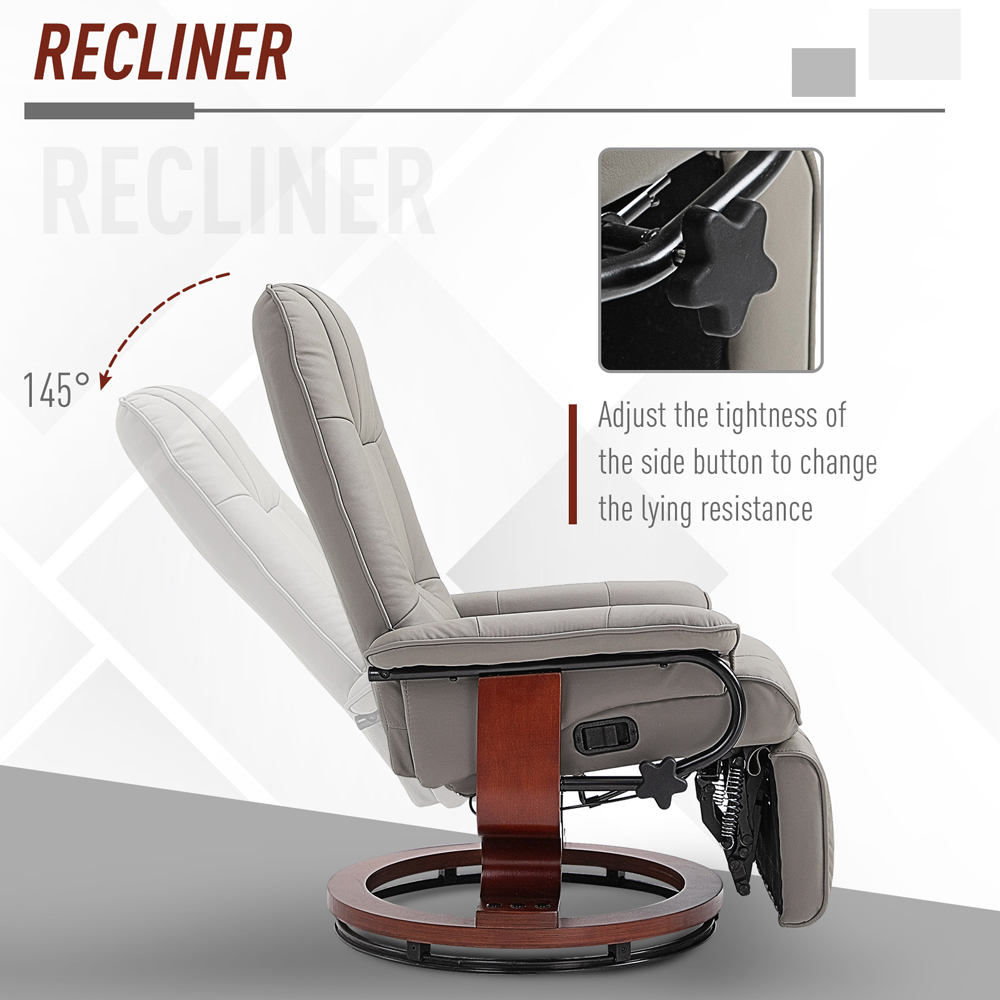 Portland Grey Faux Leather Manual Recliner Chair Image 4