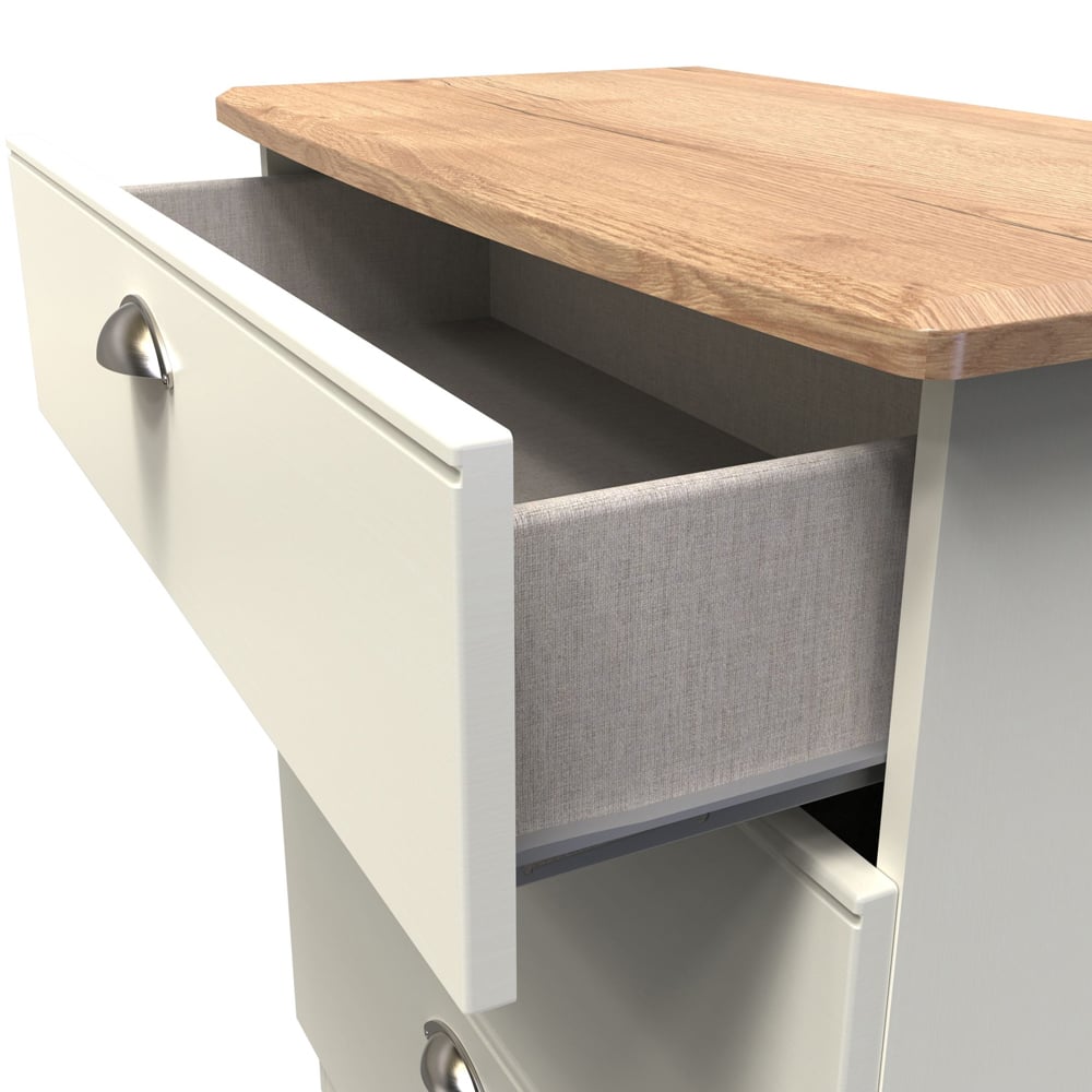 Crowndale Victoria 3 Drawer Cream Ash and Oak Deep Chest of Drawer Image 6