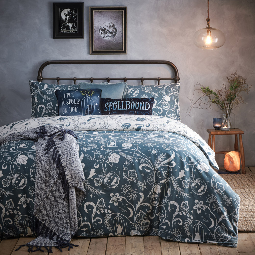 furn. Spellbound King Size Stormy Grey Brushed Cotton Duvet Set Image 4