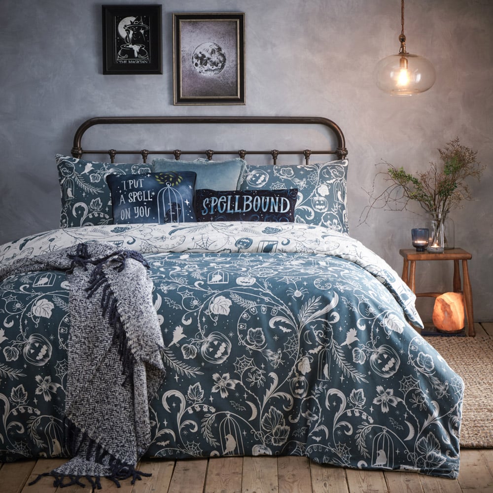 furn. Spellbound Super King Size Stormy Grey Brushed Cotton Duvet Set Image 4