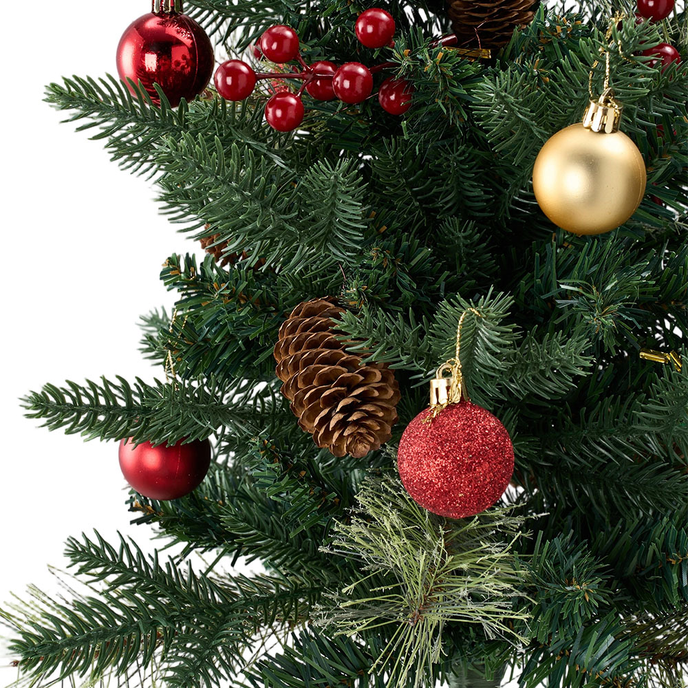 Living and Home Pre-Lit Artificial Christmas Tree with Berries and Pinecones 2.1ft 2 Pack Image 4