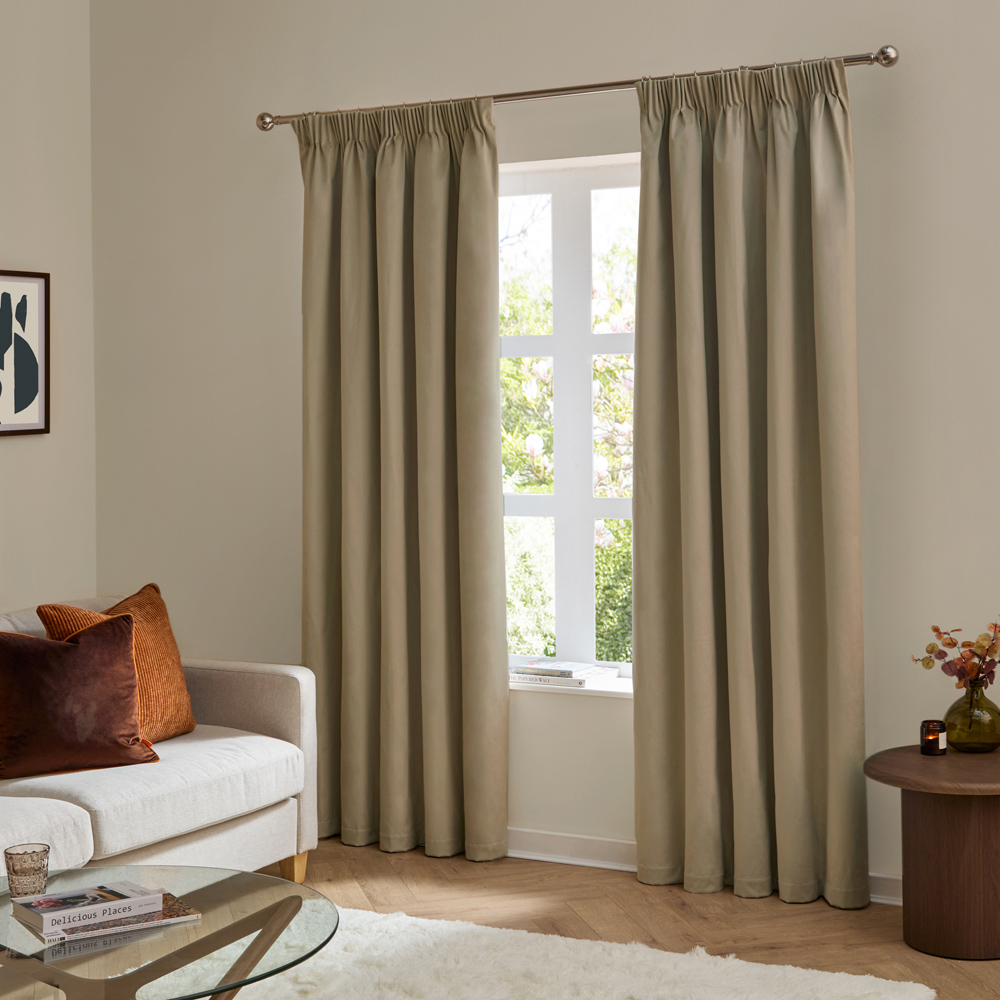 Furn The Ultimate Mocha Velvet Fully Lined Pencil Pleat Curtains 229 x 229cm Image 5