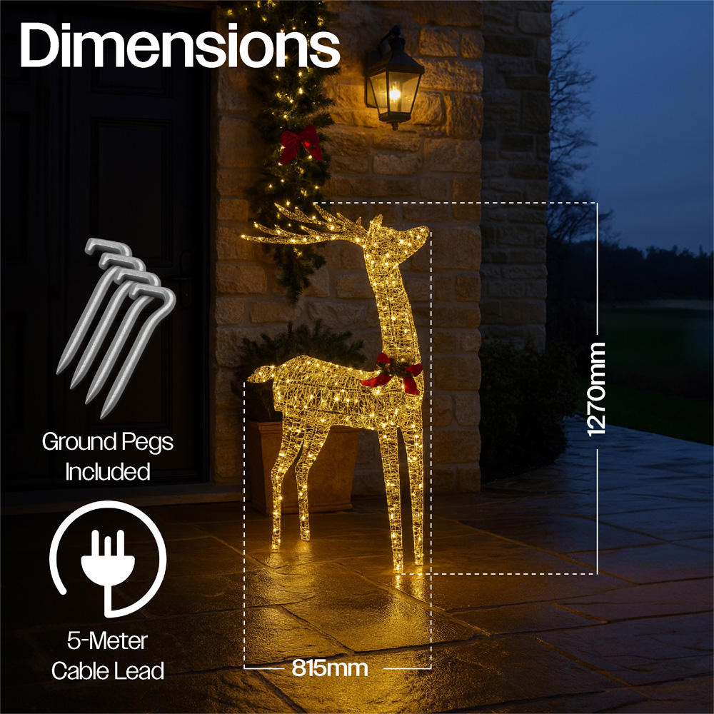 Xmas Haus Gold 450 Warm White LED Head Up Deer Christmas Decoration 4ft Image 8