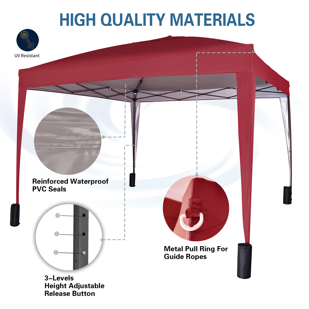 Red Pop Up Outdoor Canopy Tent with Removable Sidewalls 3 x 3m Image 5