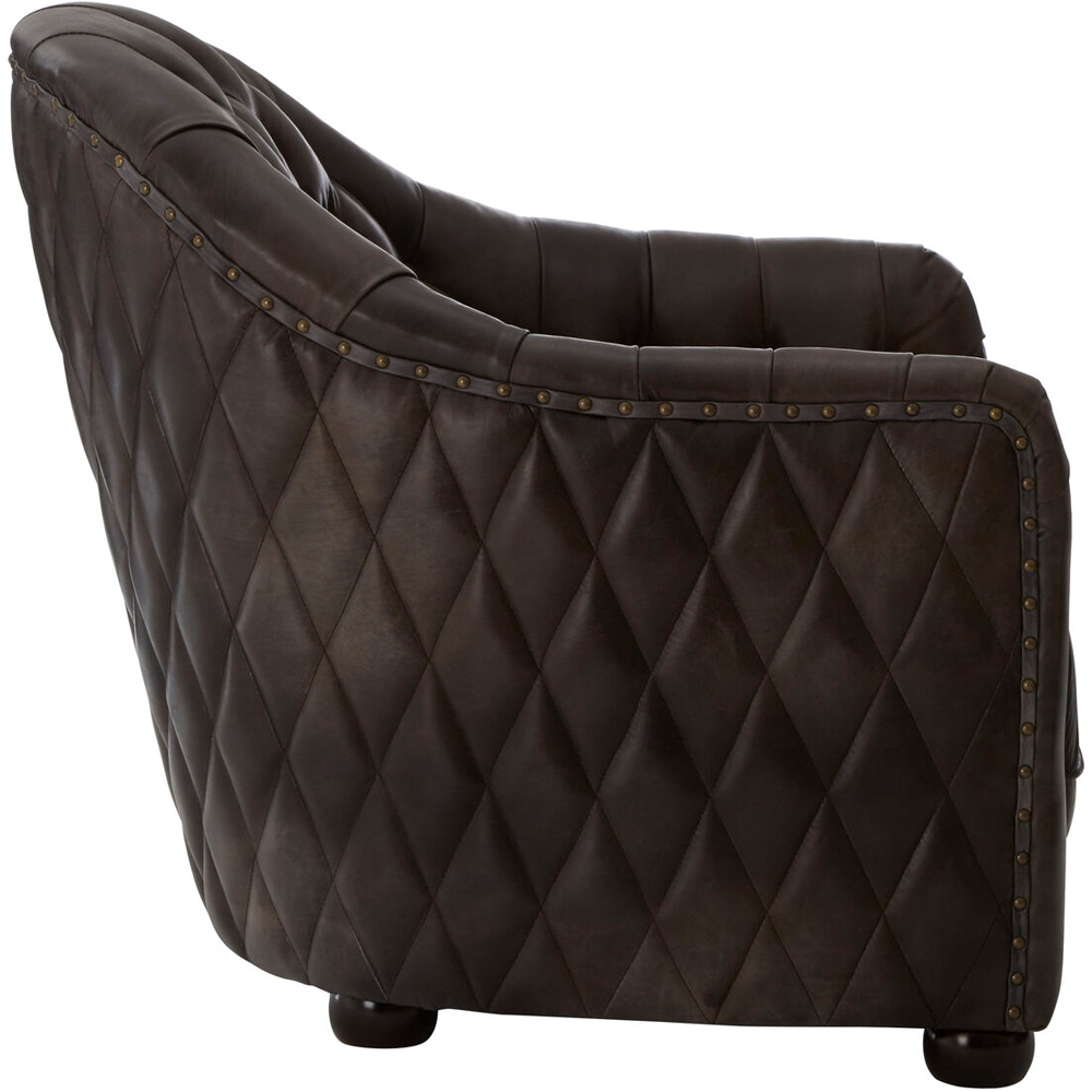 Premier Housewares Victor Dark Grey Brown Leather Tub Chair Image 6
