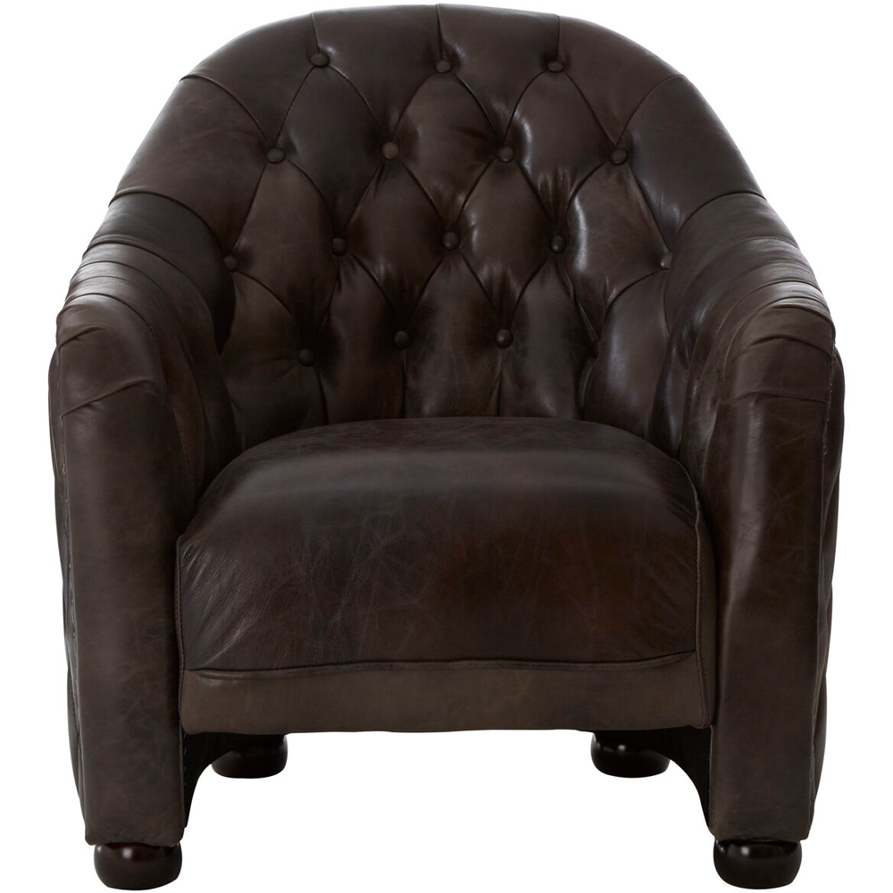 Premier Housewares Victor Dark Grey Brown Leather Tub Chair Image 3