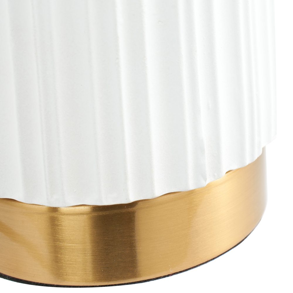 Pacific Lifestyle Ionic White Textured Ceramic and Gold Metal Table Lamp Image 4