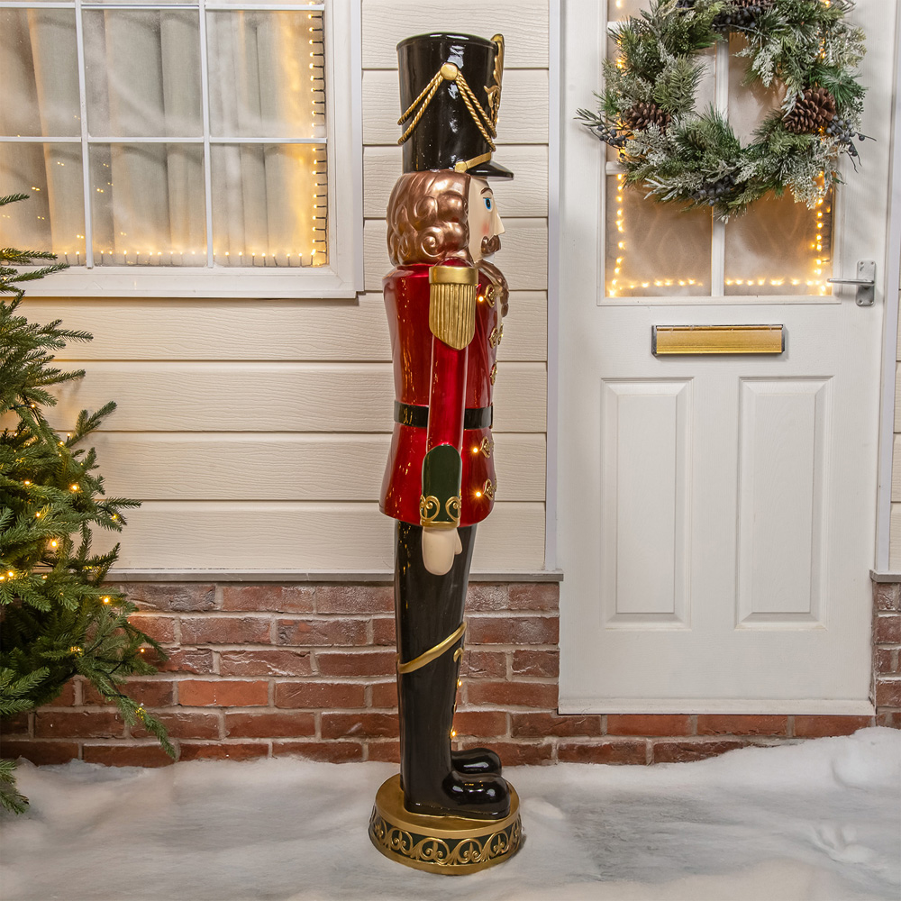 The Christmas Centre Red Black and Green LED Lights Traditional Nutcracker Soldier 5ft Image 9