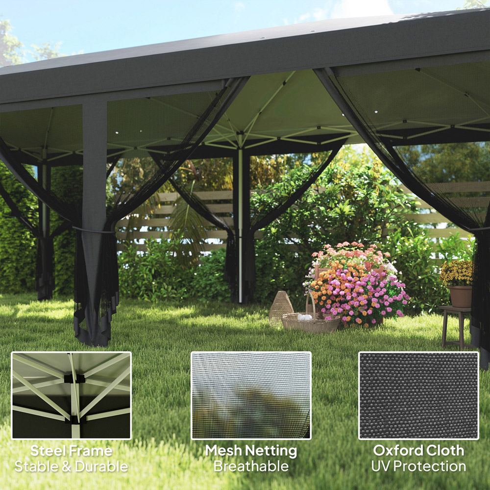 Outsunny 6 x 3m Black Canopy Tent with 6 Removable Sidewalls Image 7