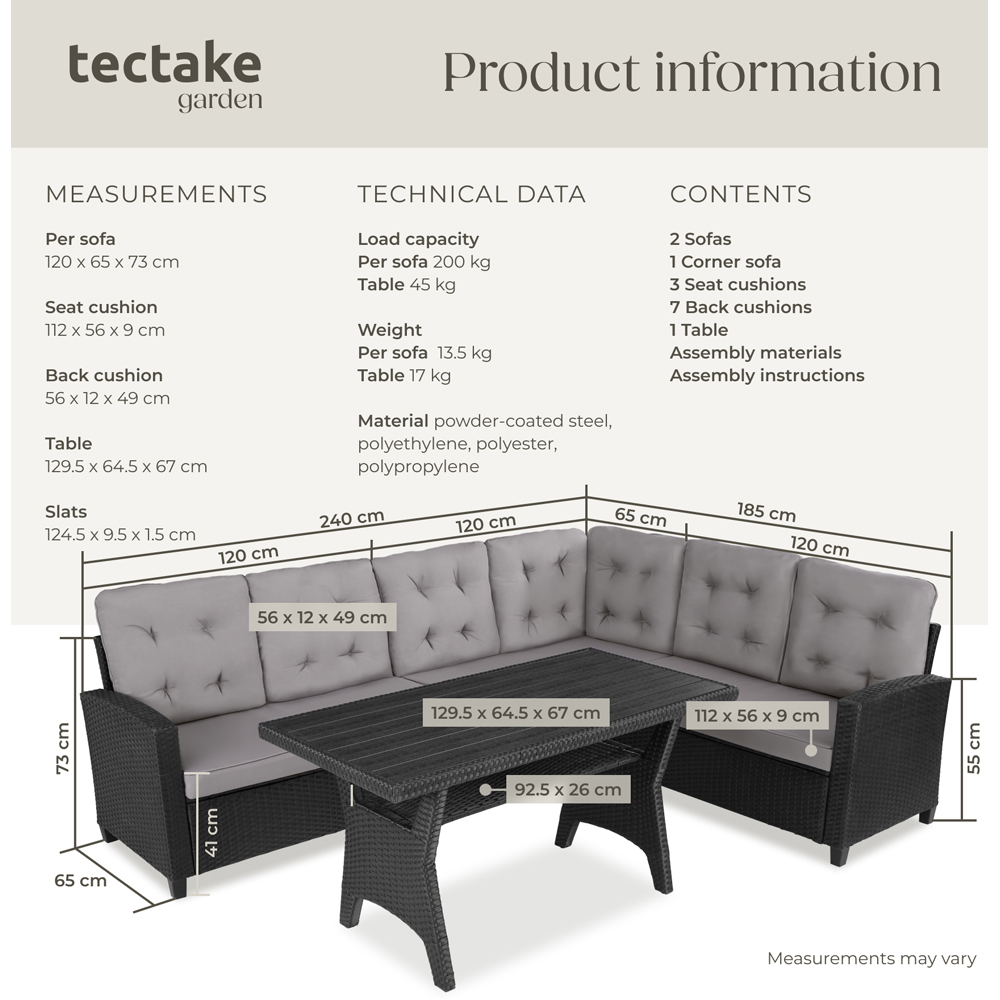 tectake Catania 6 Seater Garden Furniture Set with Cushions Image 9