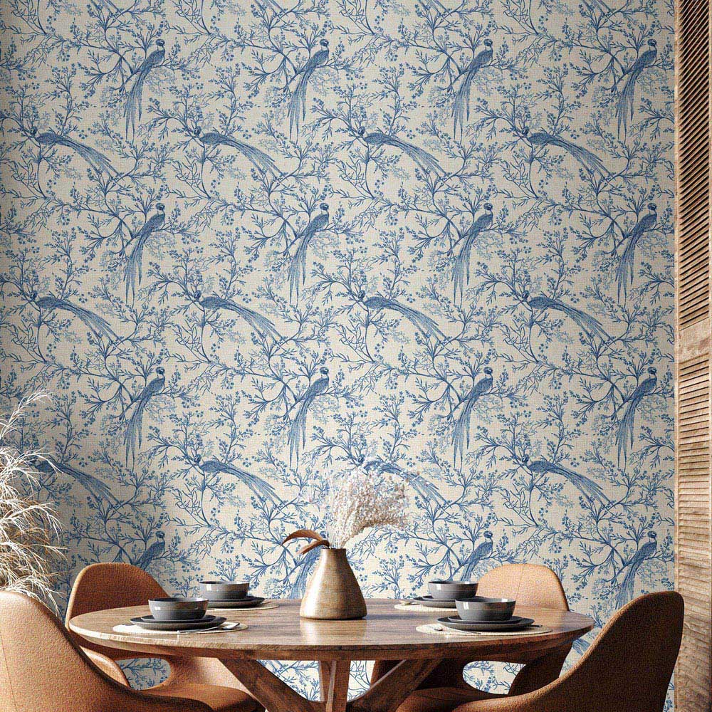 Hoopla Walls Purity Bird Toile Cream Wallpaper Image 2