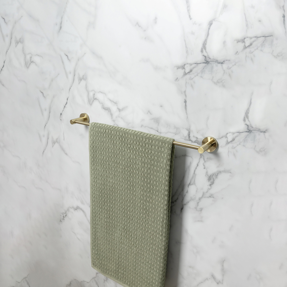 Bristan Solid Brass Brushed Brass Wall Mounted Round Towel Rail 595mm Image 3
