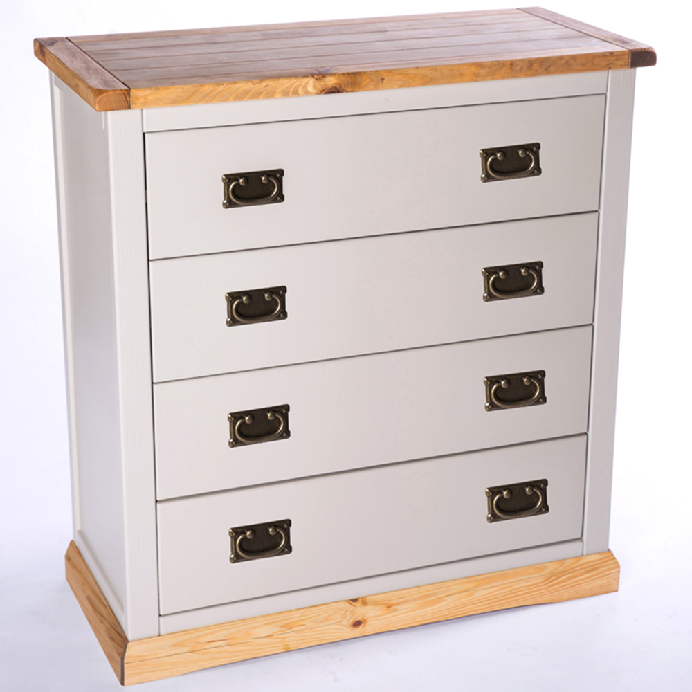 Bomporto 4 Drawer Light Grey Chest of Drawers with Brass Drop Handle Image 4