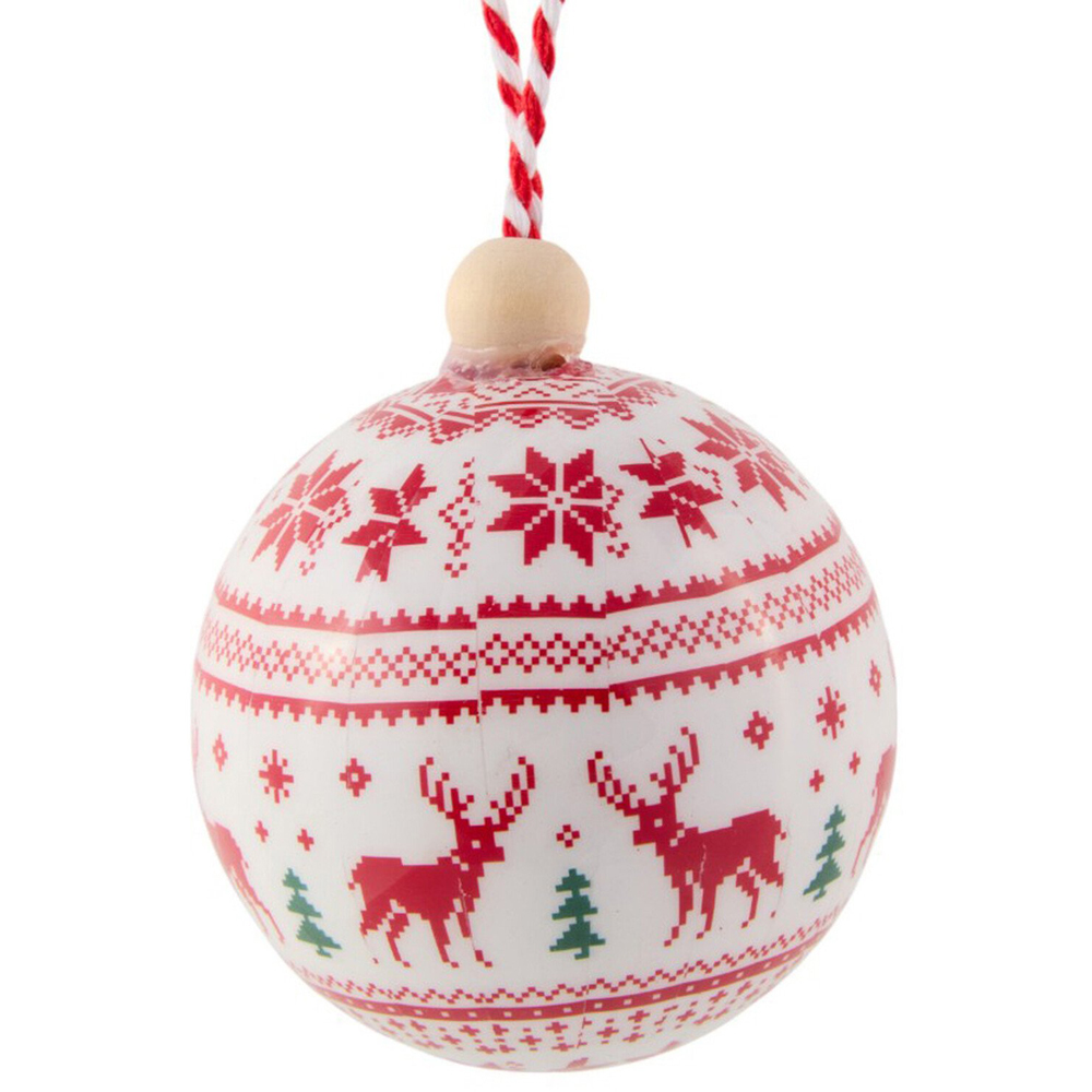 Set of 6 Fairisle BaublesWhite Image 3