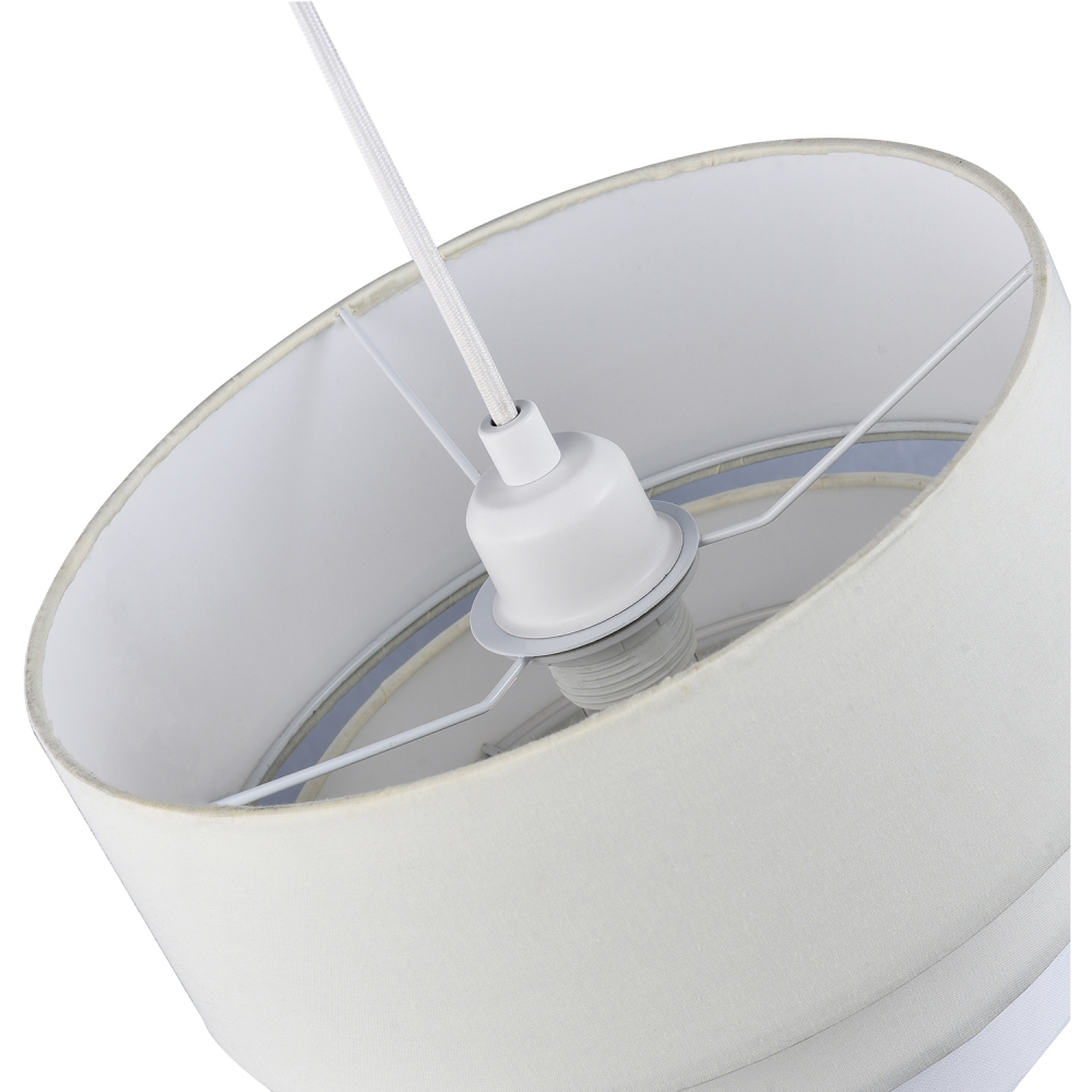 Happy Homewares 3 Tier Round Cream and White Cotton Fabric Pendant Shade Image 3