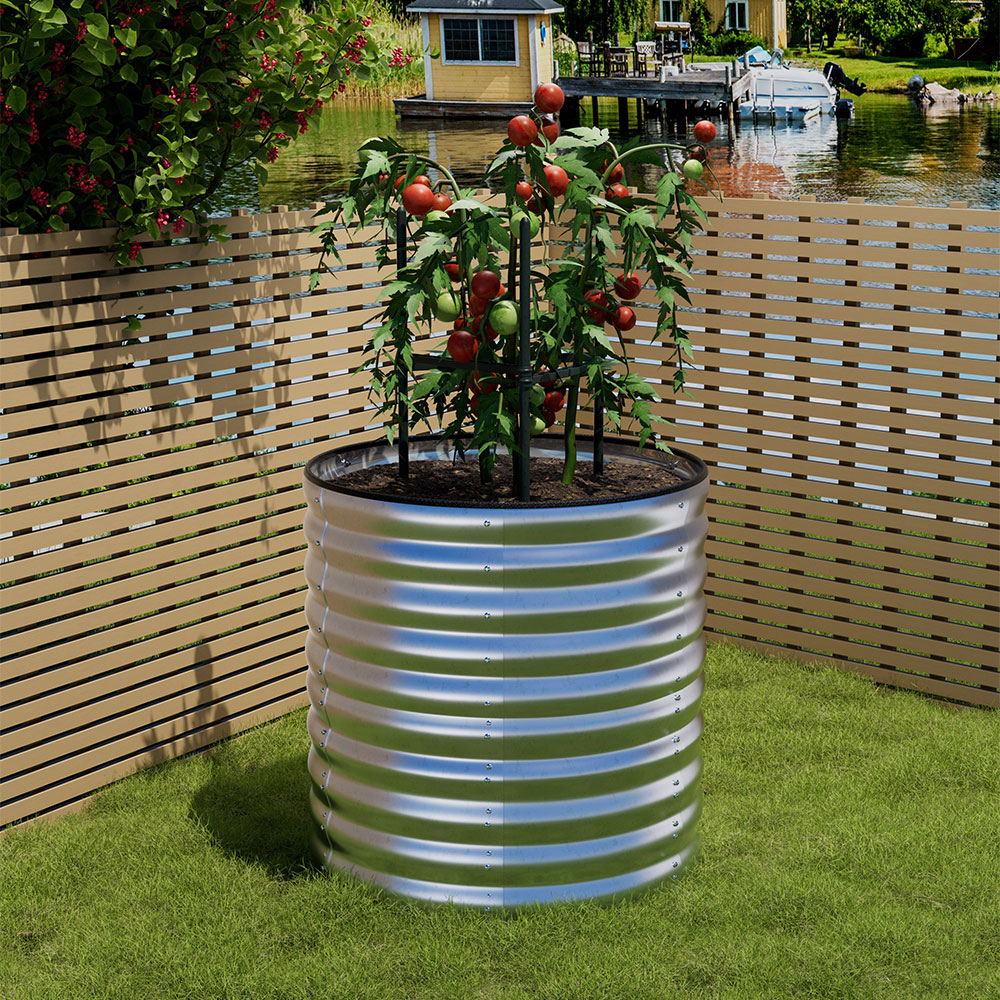Living and Home Silver Round Galvanised Steel Raised Garden Bed 80 x 80cm Image 7