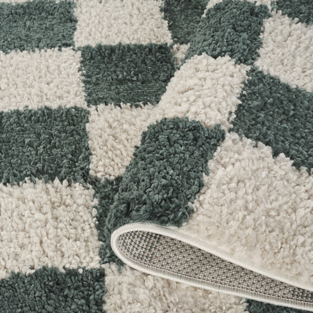 Desire Rugs Chester Jade Green Shaggy Checkered Rug 200 x 290cm Image 4