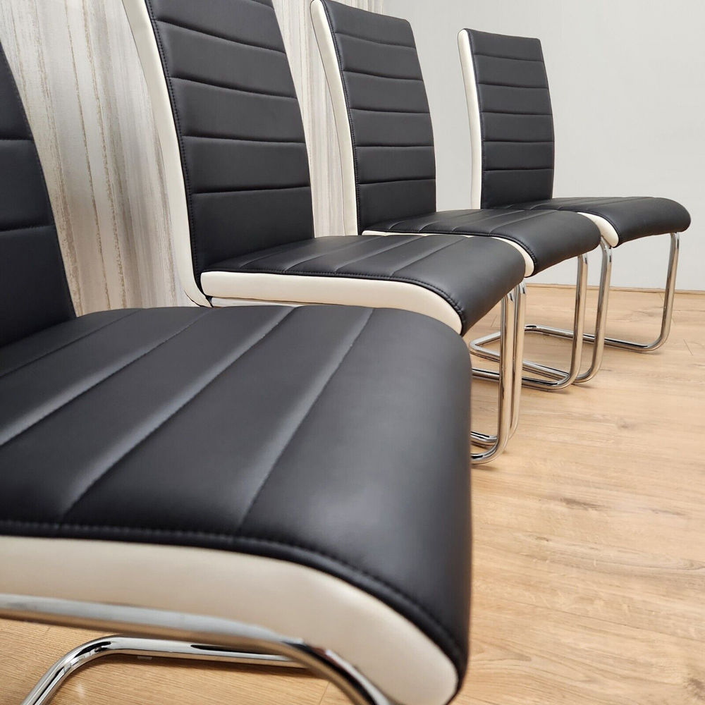 Denver Set of 4 Black Leather Dining Chairs Image 5