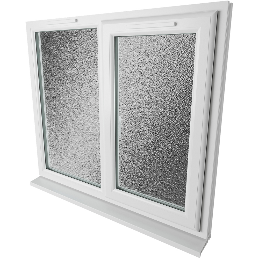 Crystal uPVC Triple Glazed Window RH Side Hung Next to a Fixed White Obscure Glass 1190x1190mm Image 9