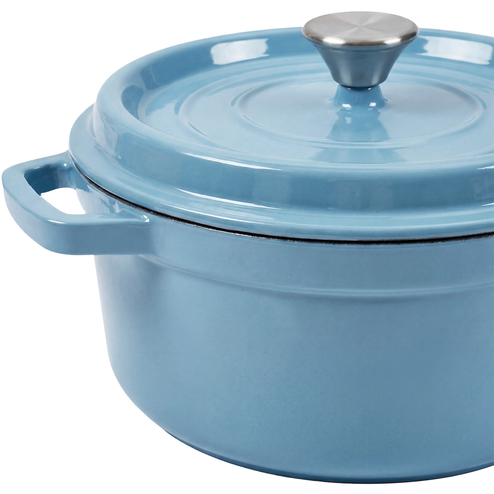Living and Home Light Blue Enamelled Cast Iron Dutch Oven Pot 6L Image 4