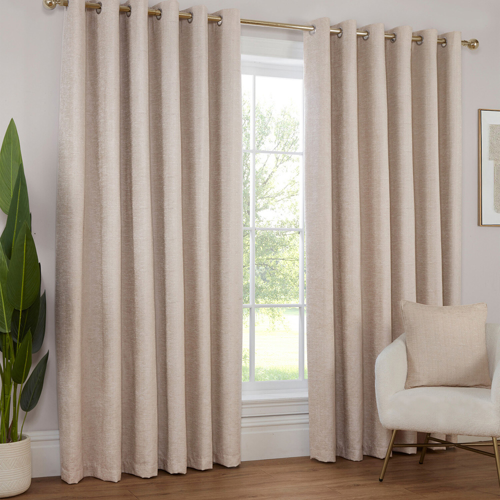 Delphine Chenille Blackout Curtain Ivory 168cm x 137cm Image 2