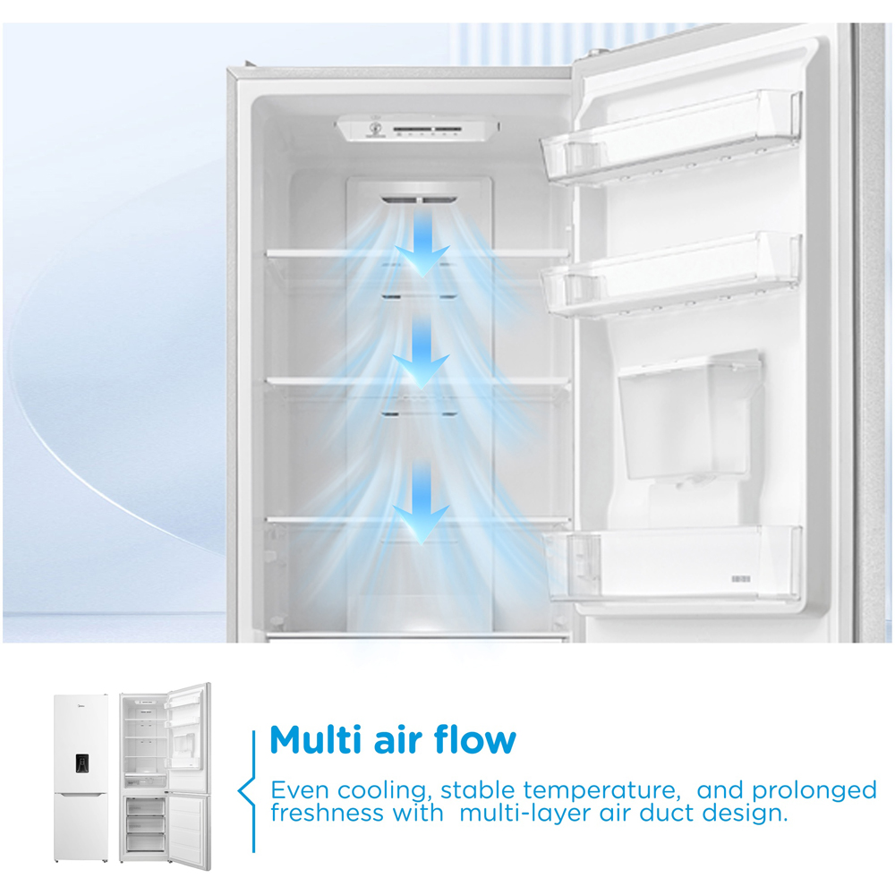 Midea MDRB424FGD01W White Total No Frost 308L Combi Fridge Freezer with Non-Plumbed Water Dispenser Image 7