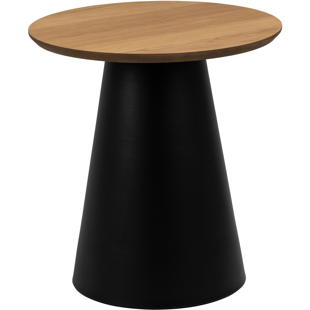 Florence Soli Round Black and Oak Coffee Table Image 2