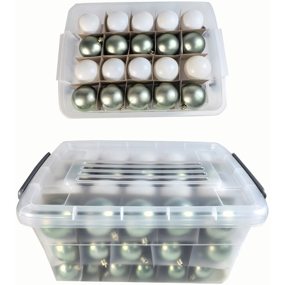 Pack of 70 Sage and White Baubles Image 2