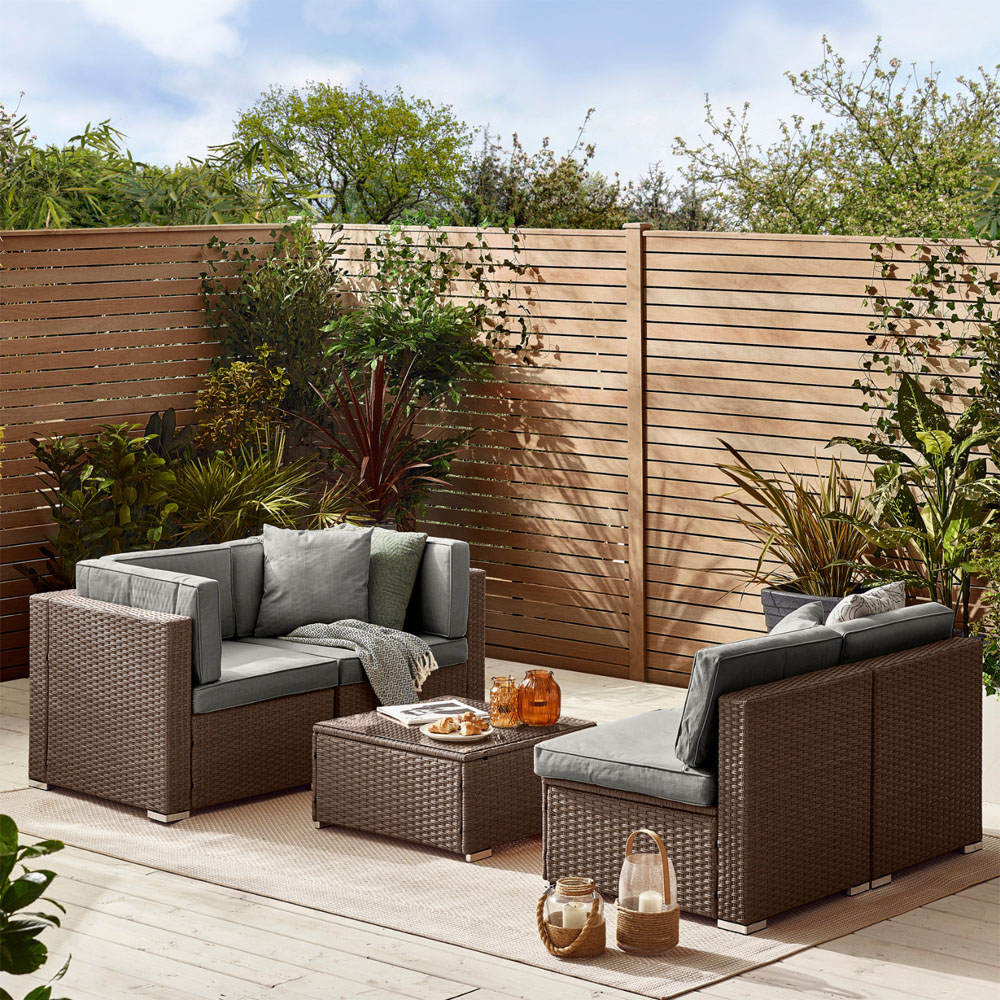 Furniturebox Windermere 4 Seater Brown Rattan Sofa Lounge Set Image 7