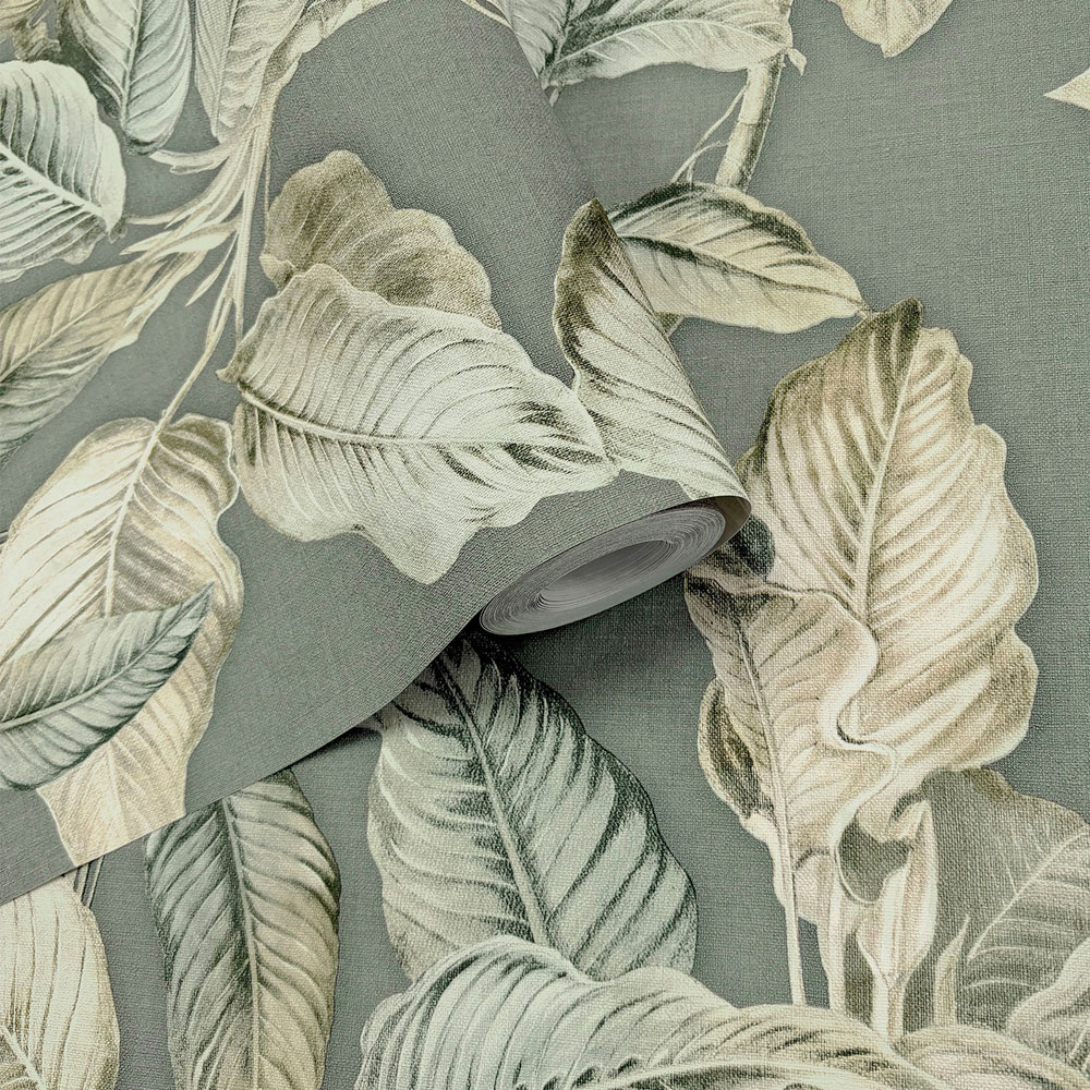 Rasch Wallpaper Boho Palm Chalky Blue Wallpaper Image 2