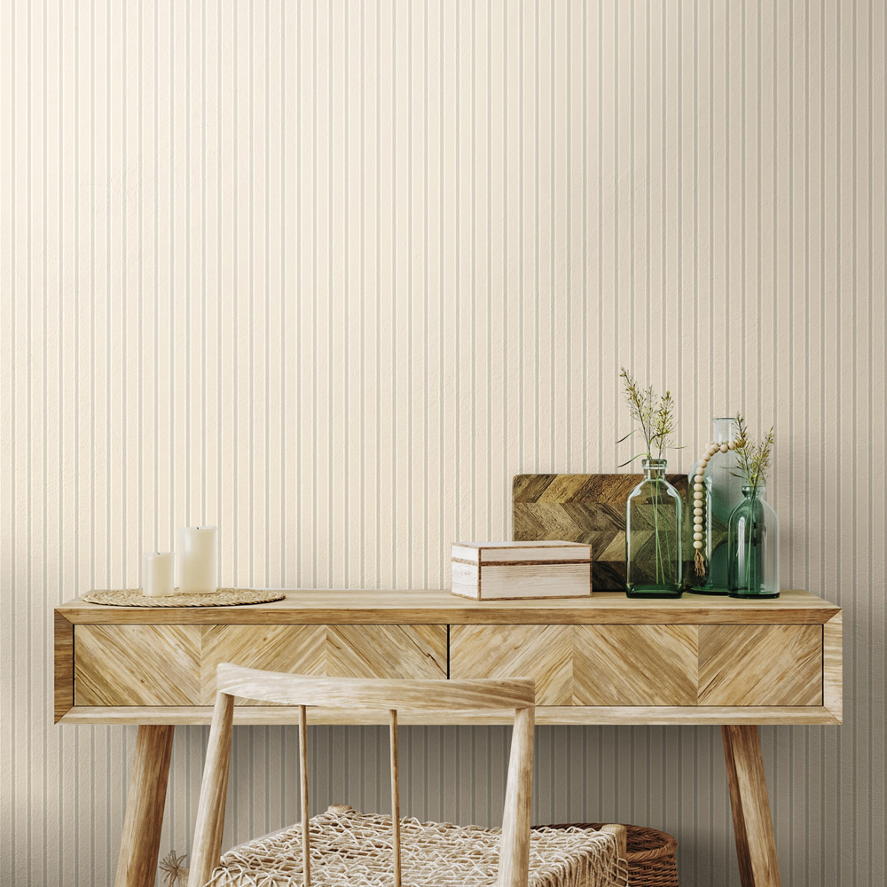 Hoopla Walls Elegance Chalk Stripe Taupe Wallpaper Image 2