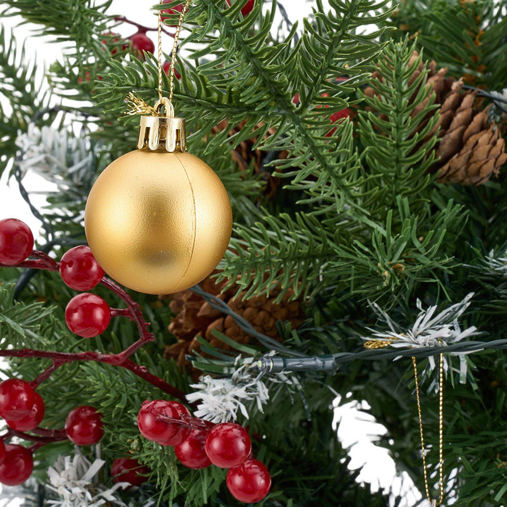 Living and Home Pre-Lit Christmas Planter Bush with Frosted Foliage 60cm 2 Pack Image 5