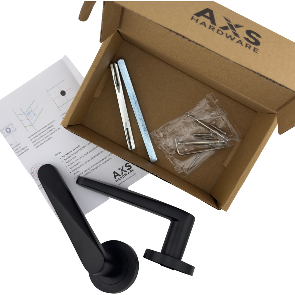AXS Hardware Detroit Black Door Handles on Rose 2 Pack Image 4
