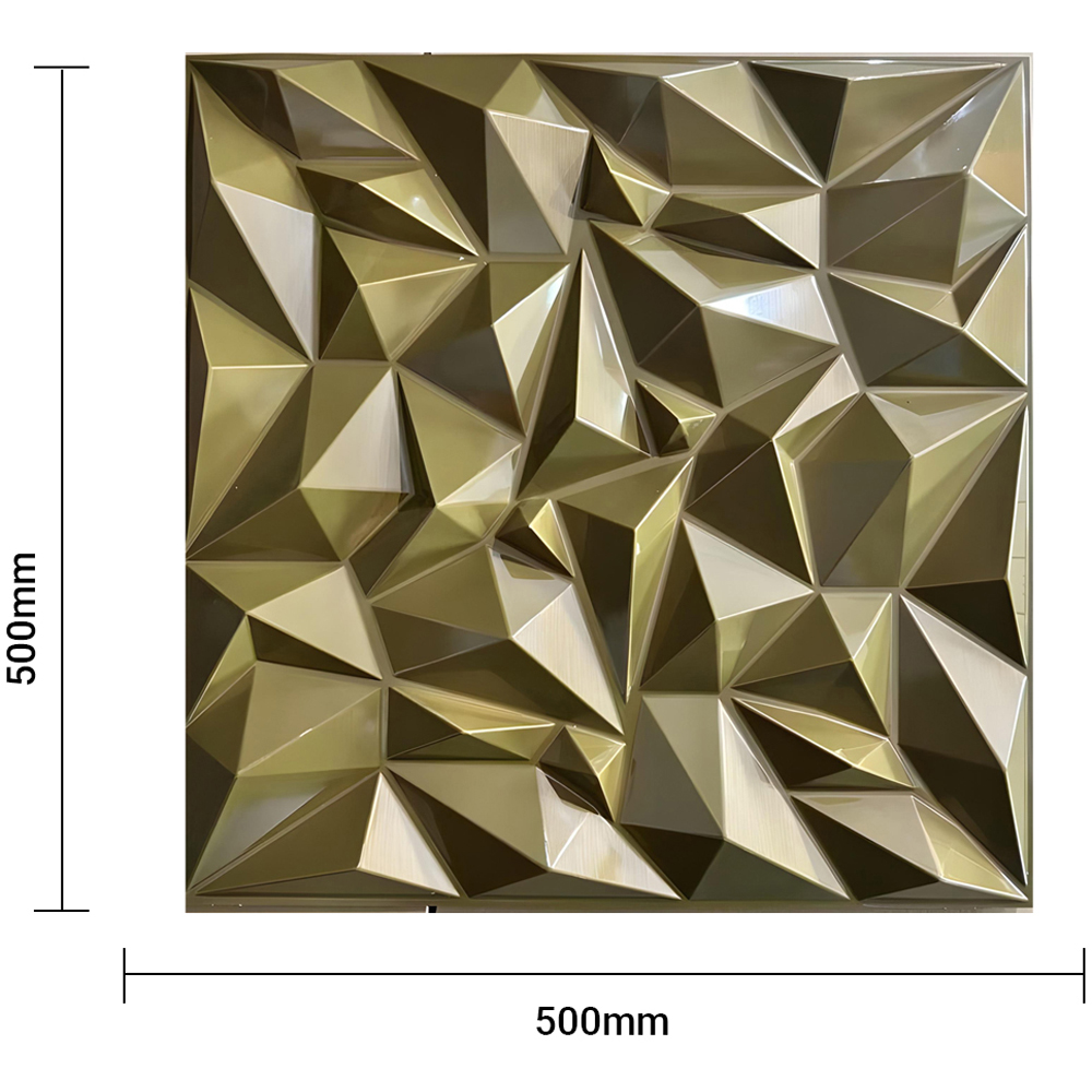 Britwall 3D Gold Faceted Diamond PVC Wall Panel 500 x 500 x 1mm 4 Pack Image 5