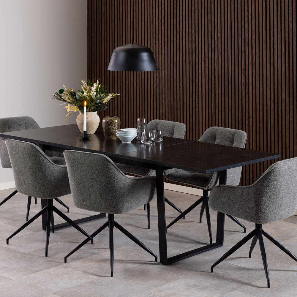 Florence Amble 6 Seater Extending Dining Table Black Image 7