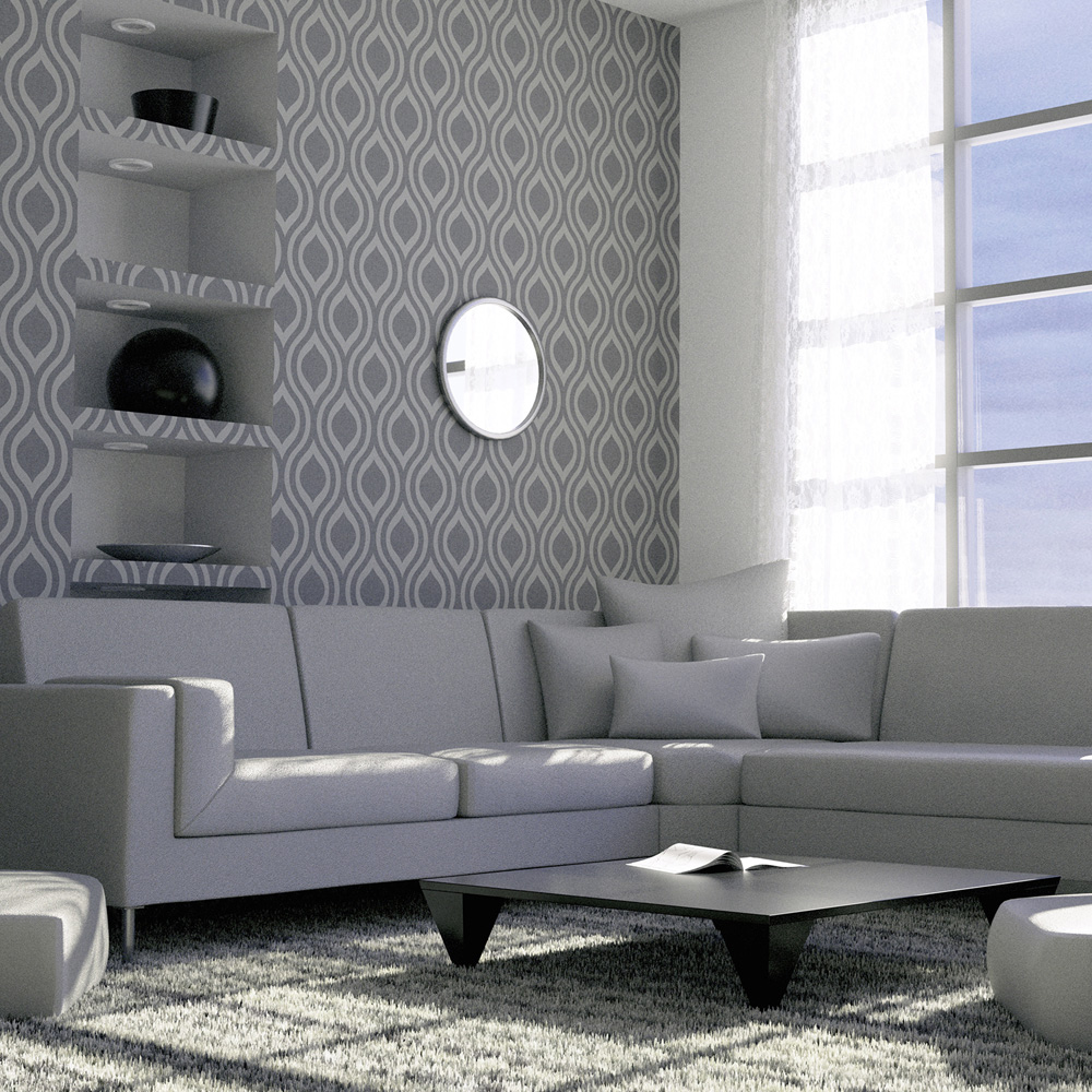 Arthouse Luxe Ogee Gunmetal Silver Wallpaper Image 2