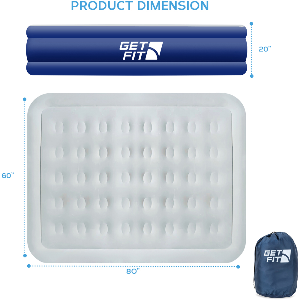 Get Fit Navy and White King Size Inflatable Air Bed with Built-in Electric Pump Image 9