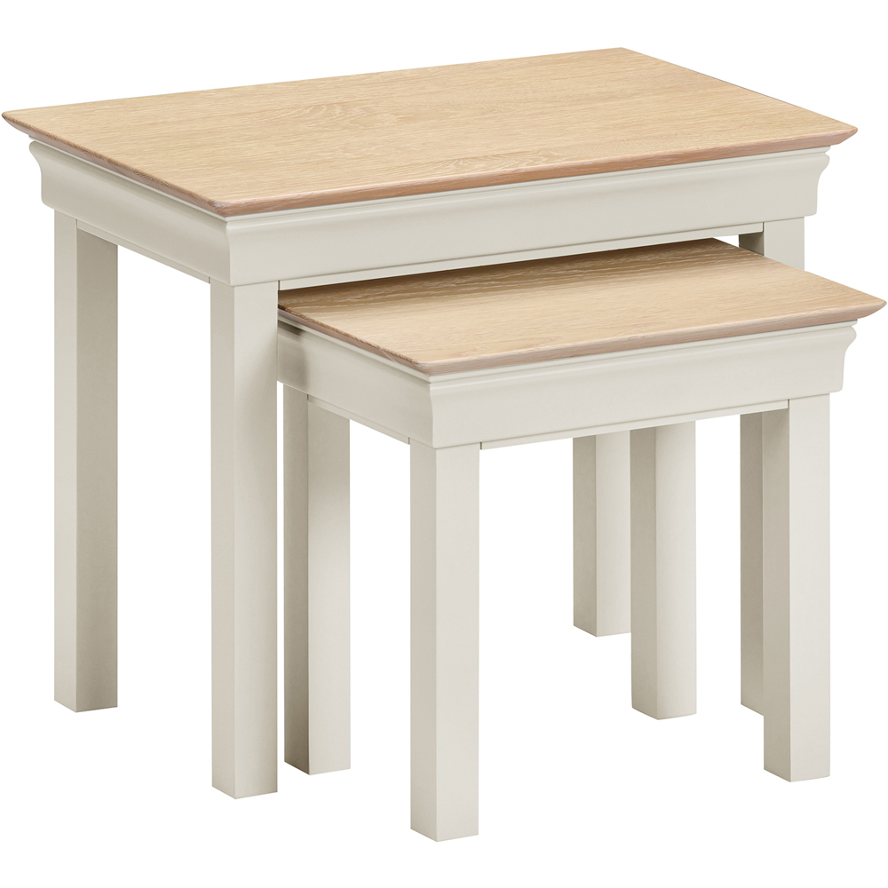 Seconique Bordeaux Ivory and Oak Nest of Tables Set of 2 Image 2