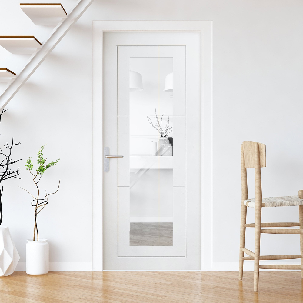 Temple White Primed 1 Light Clear Glass Internal Door 1981 x 686 x 38mm Image 2