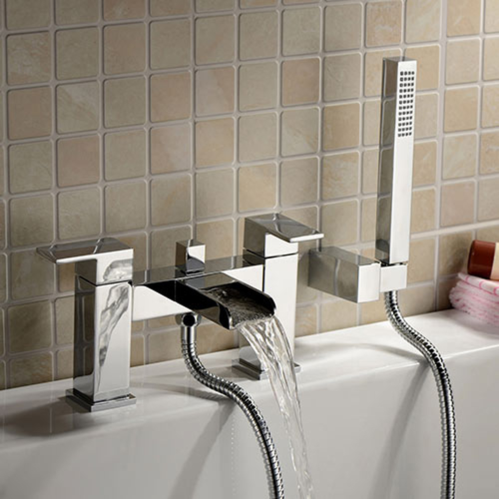 Nes Home Waterfall Chrome Bath Shower Mixer Tap with Handset Kit Image 2