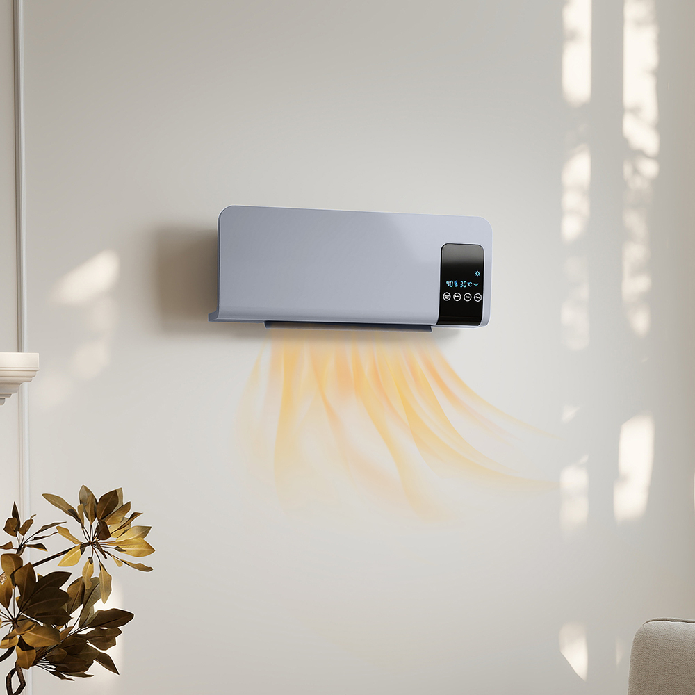 HOMCOM Grey Wall Mounted Ceramic Heater with Remote 2000W Image 2