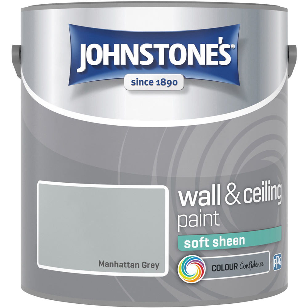 Johnstone's Walls & Ceilings Manhattan Grey Soft Sheen Paint 10L Image 2
