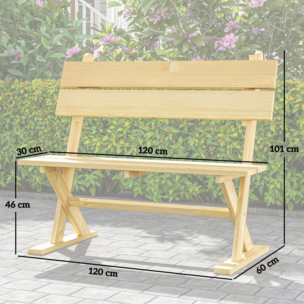 Outsunny 2 Seater Natural Wooden Garden Bench Image 8